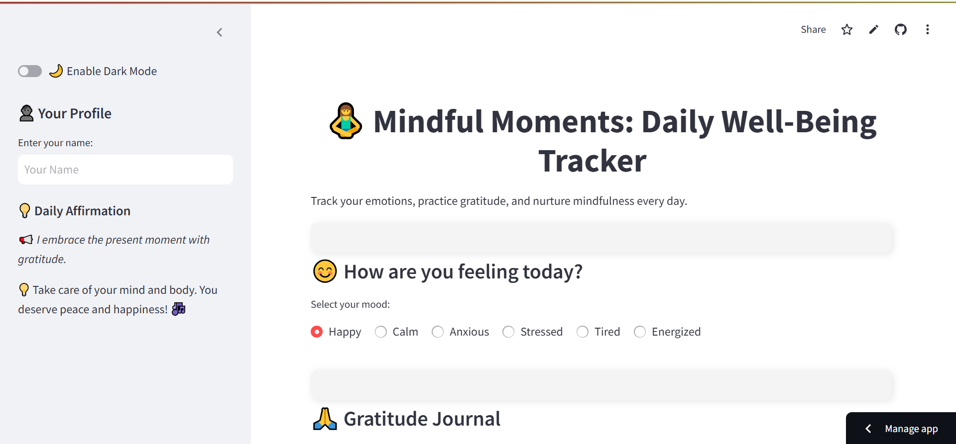 Daily Well-Being Tracker